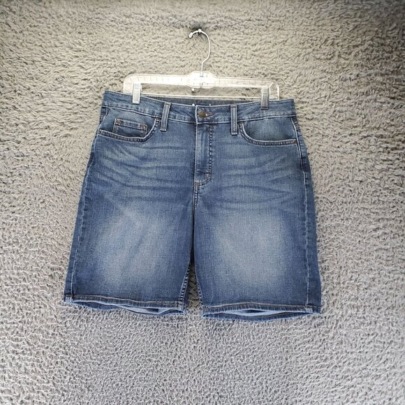 Lee Shorts Womens Size 14 Blue Bermuda Mid Rise Regular Fit Stretch Denim - Picture 1 of 12